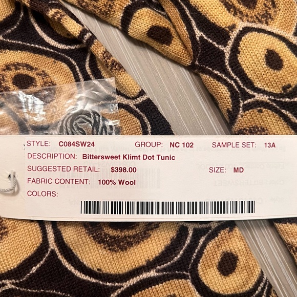 Vintage Worth Brand Bittersweet Klimt Dot Tunic wool sweater NWT dots circles - Picture 3 of 8